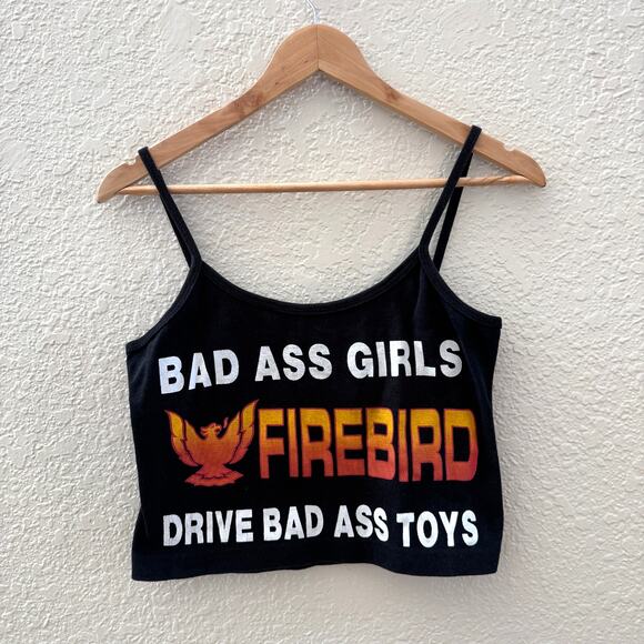 Vintage Tops - Authentic 1990's Vintage Bad Ass Girls Drive Firebird Crop Tank Top